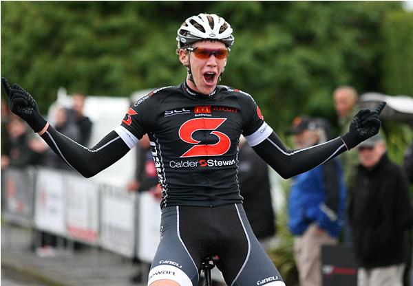 Alex McGregor (Team Calder Stewart Road) was a happy winner in last month's elite round of the Benchmark Homes Elite Cycling Series on the South Island's West Coast near Hokitika.