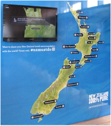 The twitter screen which is sharing tweets of visitors' NZ travel recommendations