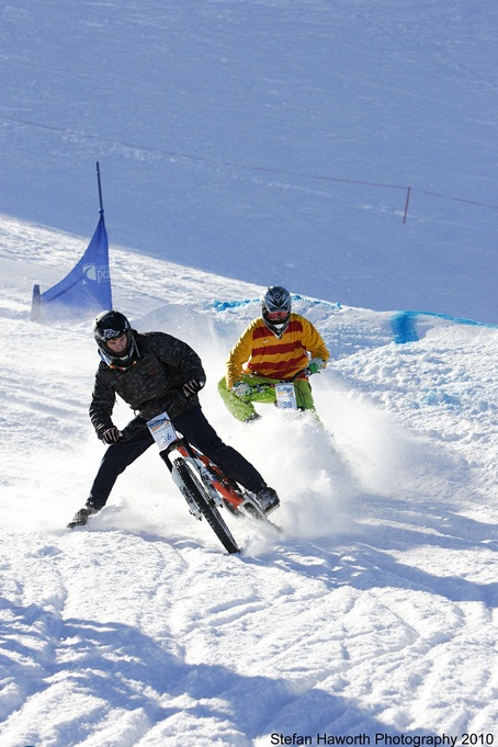 Mountain bikes on snow