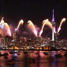 Fireworks over Auckland before the opening match of RWC 2011