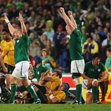 Ireland celebrate a famous RWC victory over Australia