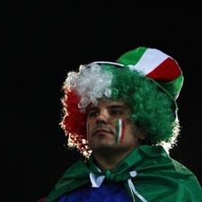 A proud Italian fan looks on at Trafalgar Park in Nelson.