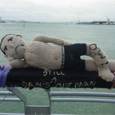 Poor sore Dan Carter is the subject of guerilla knitters in Auckland