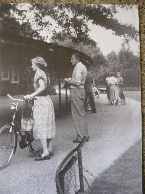 My mother (Christina - (Zus)) and her father, Nardus van de Ven, at one of his outdoor exhibitions in the Netherlands. 