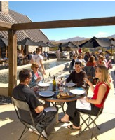 Dining outside in the courtyard at Amisfield Winery.