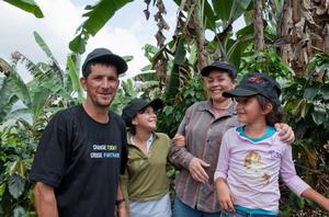 Coffee farming family in Costa Rica, from left to right: Ronald Madriz (father), Yarlicia Madriz Calder&#243;n, Cristina Calder&#243;n (mother) and Angie Madriz Calder&#243;n.