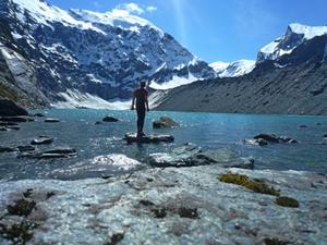 Sunny day at Lake Lucidus - a morain lake in Mt Aspiring National Park