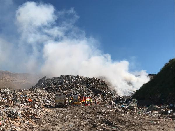 The fire service onsite at Puke Coal's landfill fire.