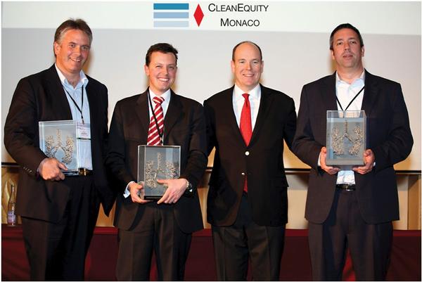 CleanTech Equity Award winner Stuart McKenzie from ArcActive (left) with H.S.H Prince Albert II of Monaco and other winners.