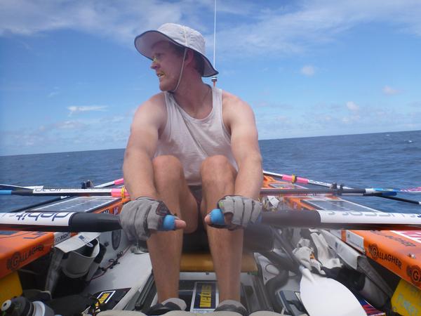 James Blake rows on day 16 of Team Gallagher's row from Auckland to New Zealand. 