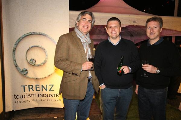 Enjoying the atmosphere at Steamer Wharf TRENZ closing function Kevin Burns (Qantas LA) Dan Hinton (Qantas Chch) Joe Ward (Qantas Seattle).