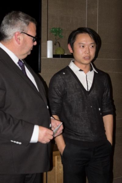 Ikoi Spa owner Michael Hu (right) and MC Phillip Quay at last week's grand opening.