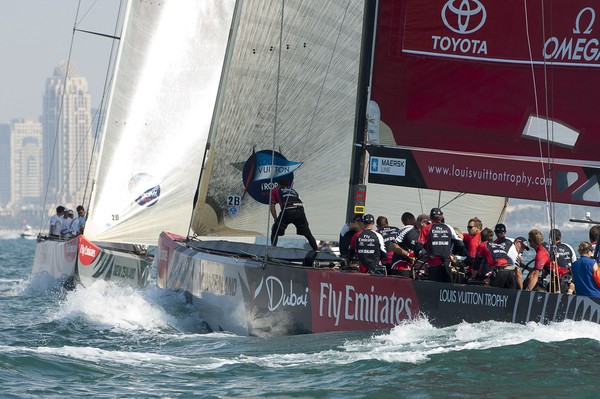 Emirates Team New Zealand on Day 2 of the Louis Vuitton Trophy Dubai.