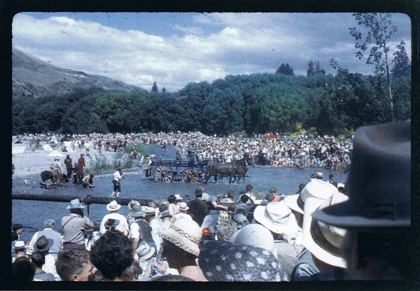  Arrowtown Re-enactment 1962 - Crowds watch the Gold Rush take place