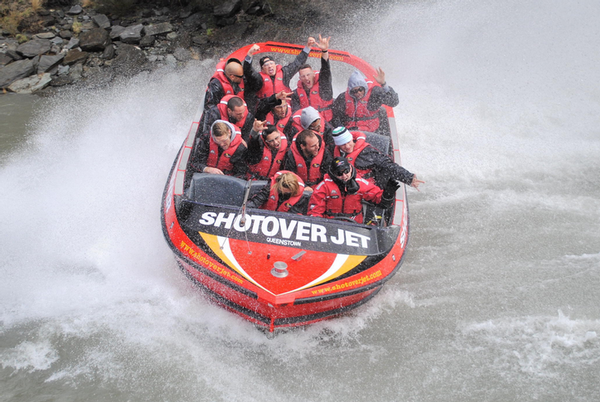 Warriors enjoy a thrilling jet boat ride.