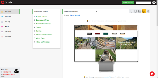 Dazzly's Simple Website Builder Interface - NZ Innovation