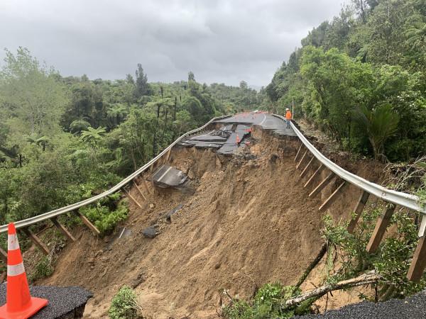 State Highway 25A after cyclone Gabriel