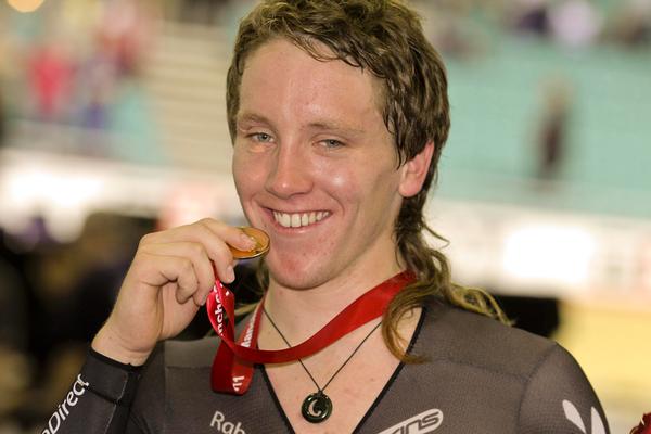 Shane Archbold after winning the omnium at the UCI World Cup in Manchester