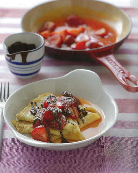 Chocolate strawberry crepes