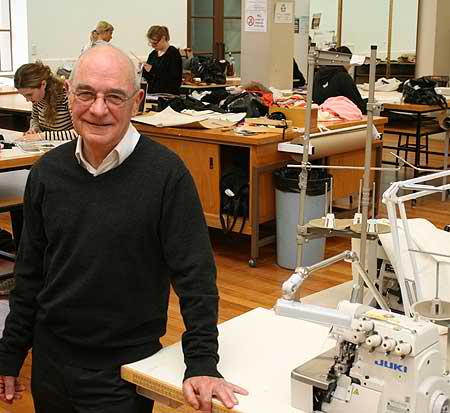 Vince Beckett with his tools of trade of nearly 50 years in the workroom of the fashion design department at Massey University's College of Creative Arts.