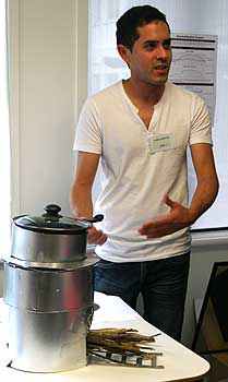 Daniel Burgess with the 'Anytime Rocket Stove'