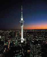 Auckland's Sky Tower lights up