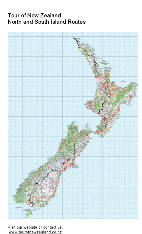 Tour of New Zealand North and South Island Routes