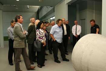 Trevor Logan shows stakeholders around the new research  and development facility in Albany.