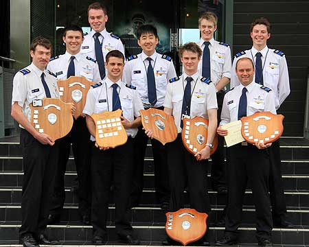 November 2013  Wings recipients with other award winners.  L-R Greg McGhie, Spencer Beavis,  Lachlan McIntosh, Andrew Vialoux, Peter Kim, Daniel McGimpsey, Byron Andrews,  Brandon Cawood, Michael Dwyer